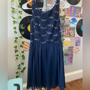 navy blue semi formal dress